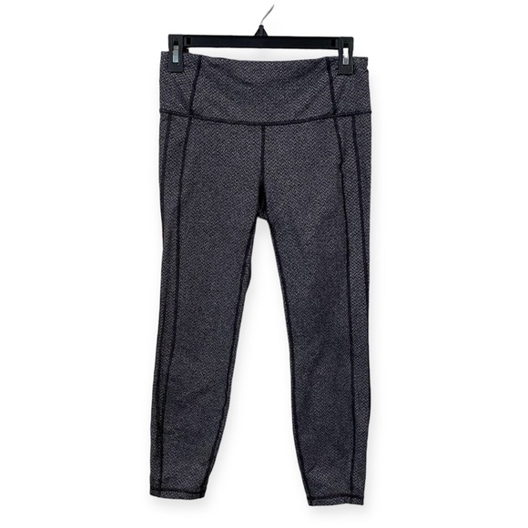 Athleta Active 3/4th Length Patterned Leggings Dark Grey Medium - Picture 1 of 8